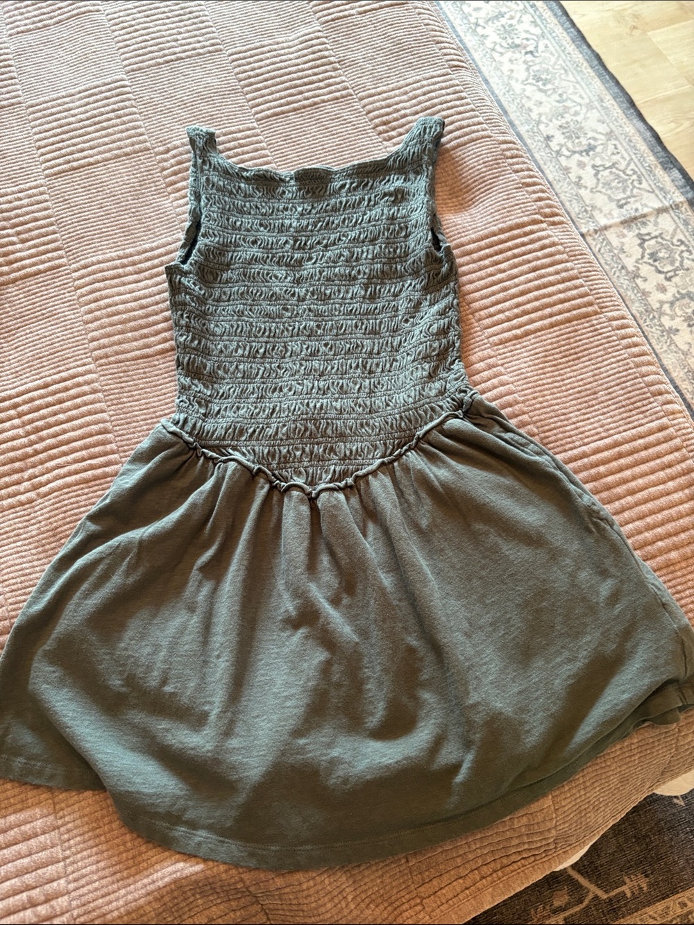 aerie Olive Green Smocked Tank Dress
